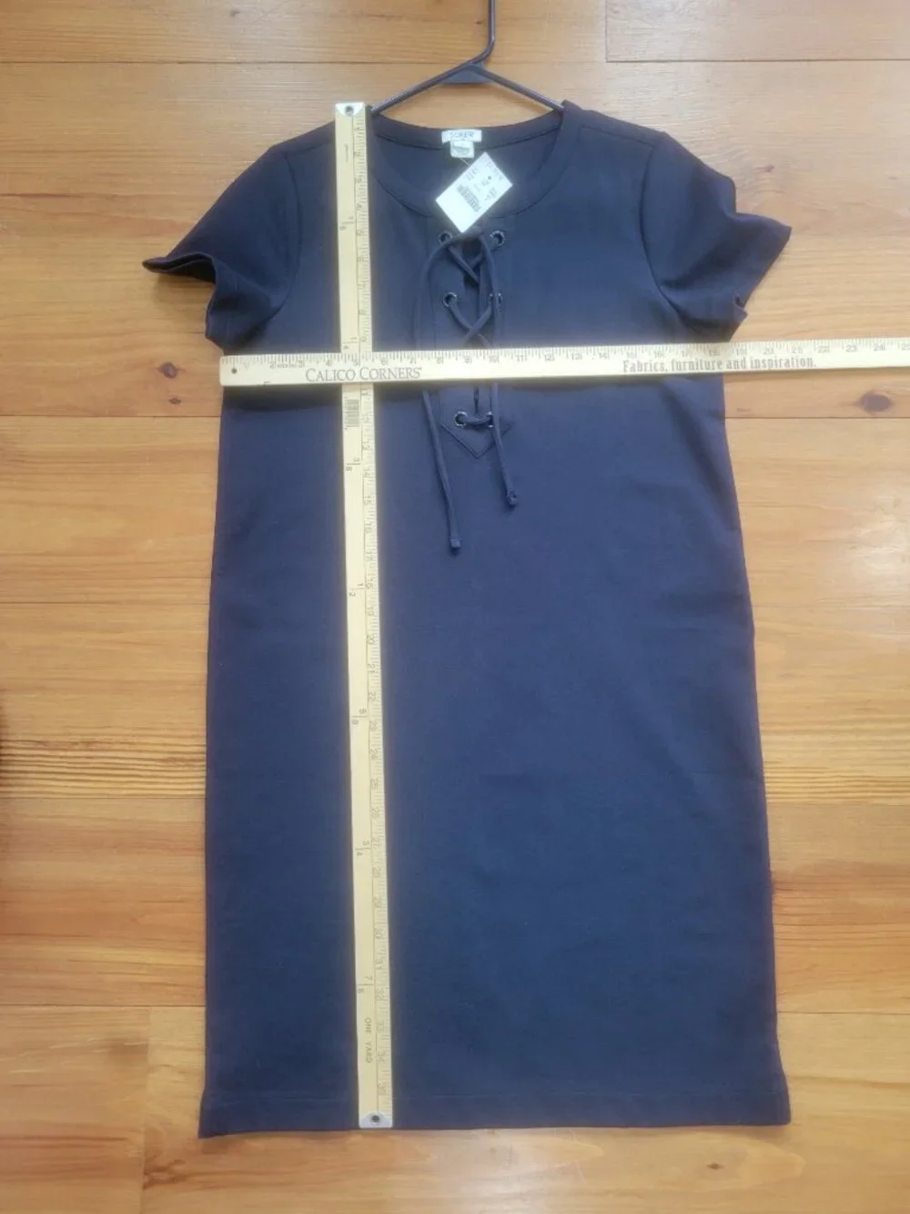 Women's J Crew Size Small Lace-Up Short Sleeve Solid Knit T-Shirt Dress Navy New